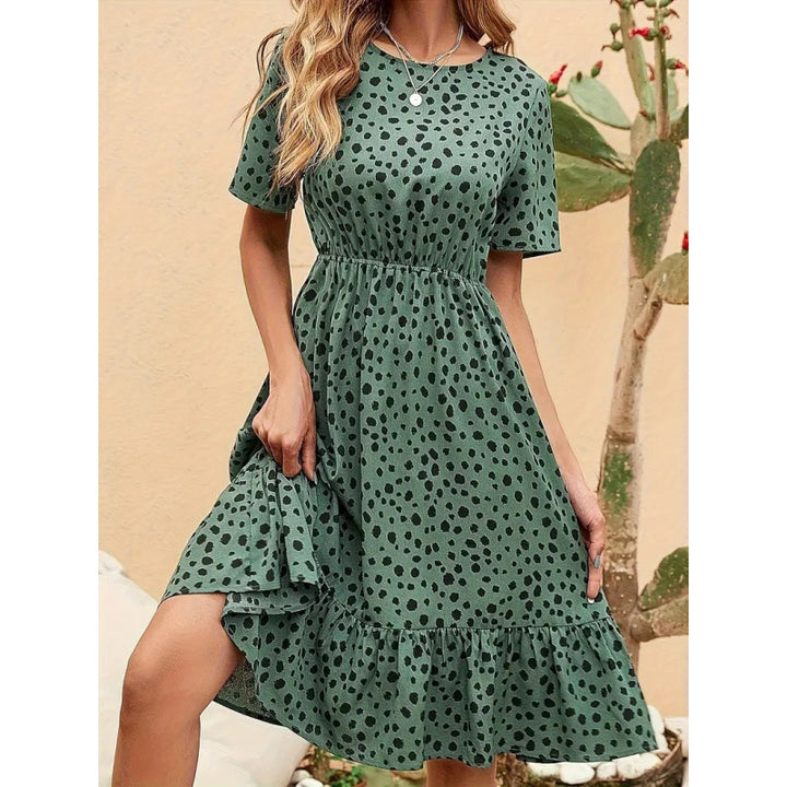 Damen Sommerliches A-Linien Kleid mit Rüschensaum und Punkten Echo Archiv