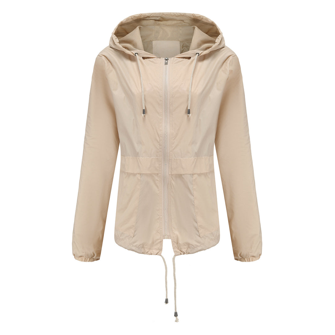 Damen nan leichte Windjacke mit Kapuze Mesh-Futter Kordelzug und Reißverschluss Echo Archiv