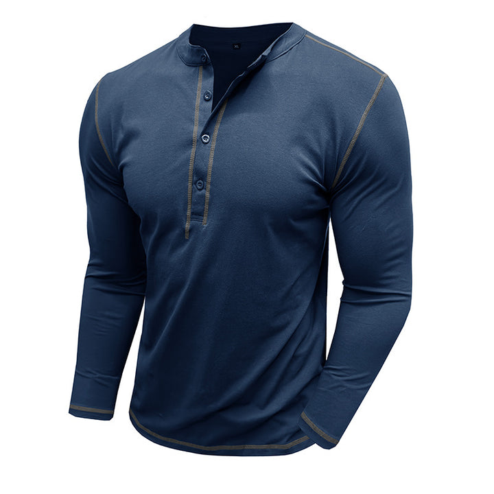 Herren Langarm-Henley Shirt mit atmungsaktivem Stoff und eleganter Knopfleiste Echoarchiv