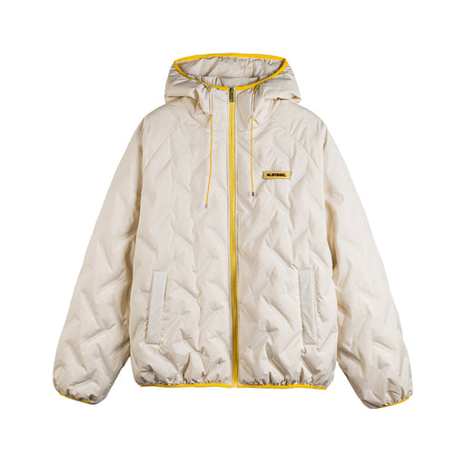 Unisex Wattierte Kapuzenjacke im Boxy-Schnitt mit kontrastkanten und elastischem Saum Echoarchiv