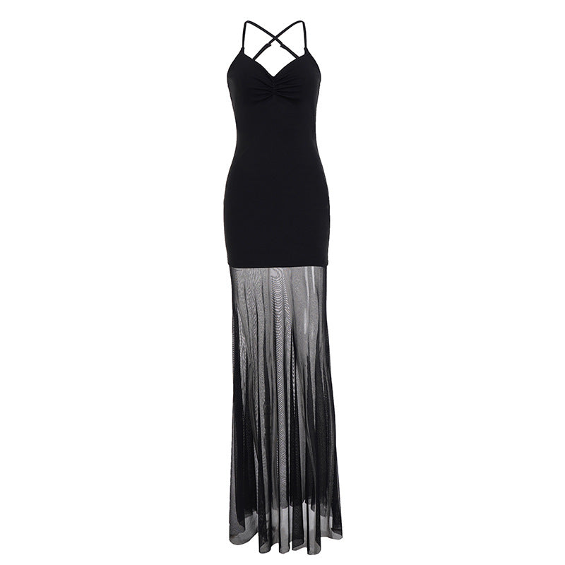 Damen Elegantes Maxikleid mit tiefem Ausschnitt und fließendem Tüllrock Echo Archiv