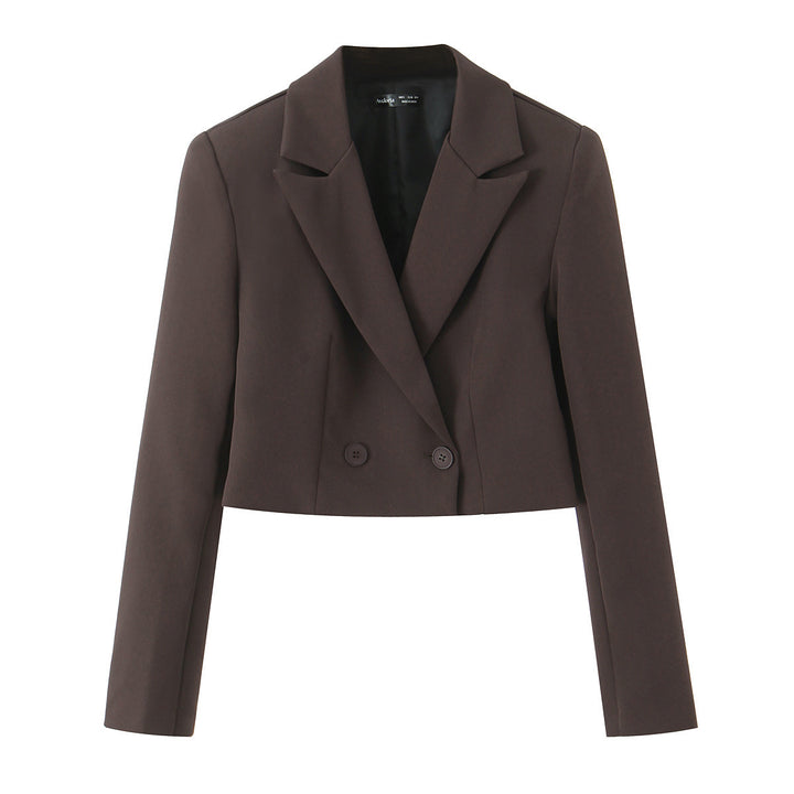 Damen Cropped-Blazer mit Doppelknopf, tailliertem Schnitt und schmalem Revers Echo Archiv