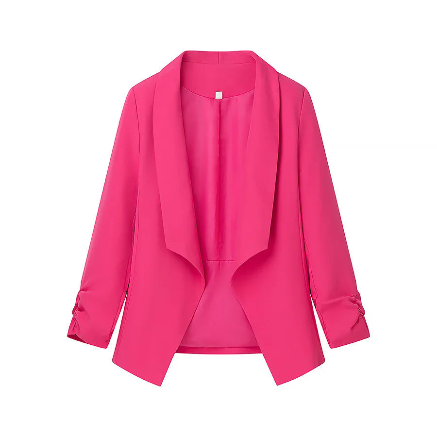 Damen nan locker fallende Waterfall-Blazerjacke mit gerafften Ärmelabschlüssen Echo Archiv
