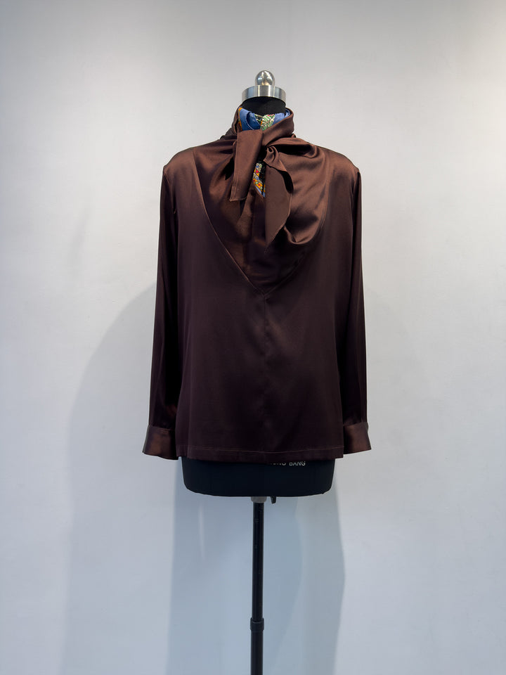 Damen Elegante Satin Kapuzenbluse Echoarchiv