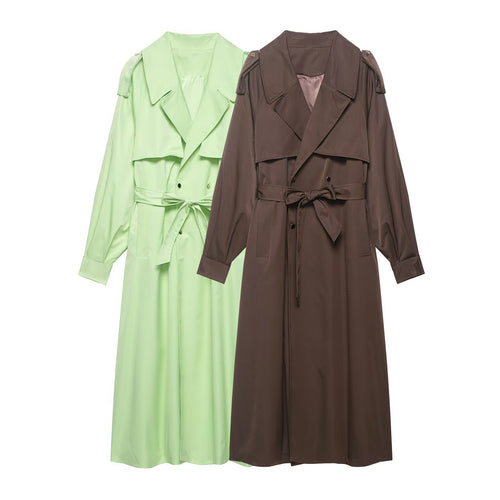 Damen Trenchcoat mit Taillengürtel, Schulterklappen und weitem Wasserfall-Revers Echo Archiv