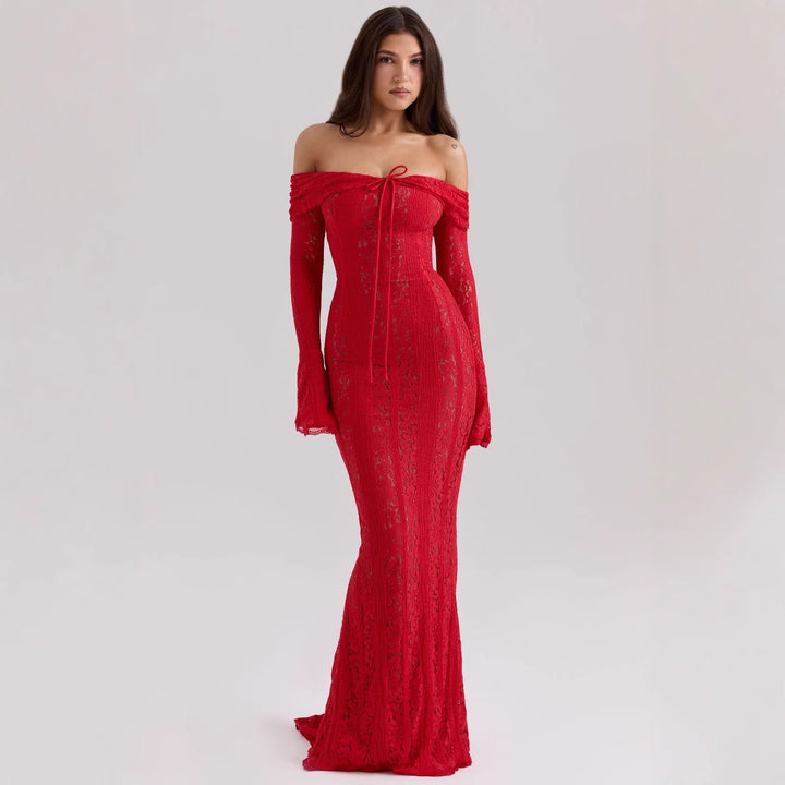 Damen Elegantes Spitzenkleid im figurbetonten Schnitt mit Off-Shoulder Design Echo Archiv
