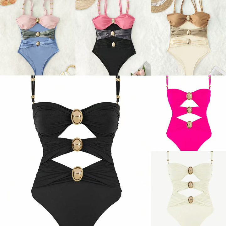 Damen Einteiler-Badeanzug mit raffinierten Cut-Outs und dekorativen Metallakzenten Echo Archiv