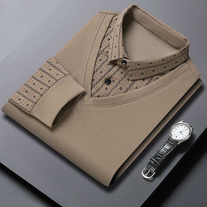 Herren elegantes Poloshirt mit strukturiertem Kragen und innovativer Knopfleiste Echoarchiv