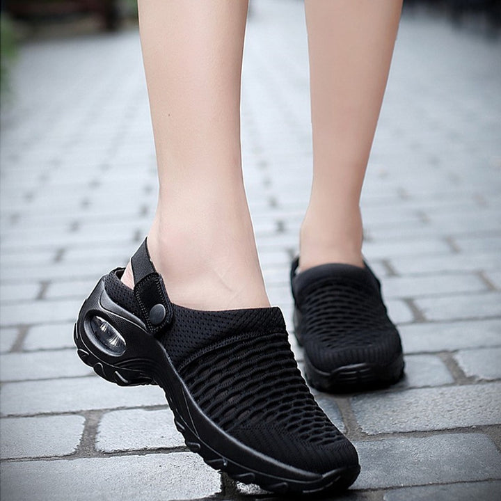 Damen  atmungsaktive Mesh-Clogs mit luftgepolsterter Dämpfungssohle und verstellbarem Fersenriemen Echo Archiv