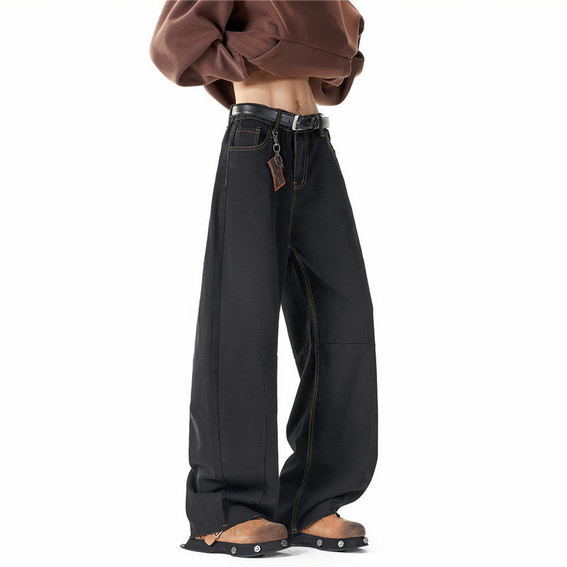 Herren Weit geschnittene Baggy-Jeans mit hoher Bundhöhe, Knie‑Abnähern und Used‑Waschung Echo Archiv