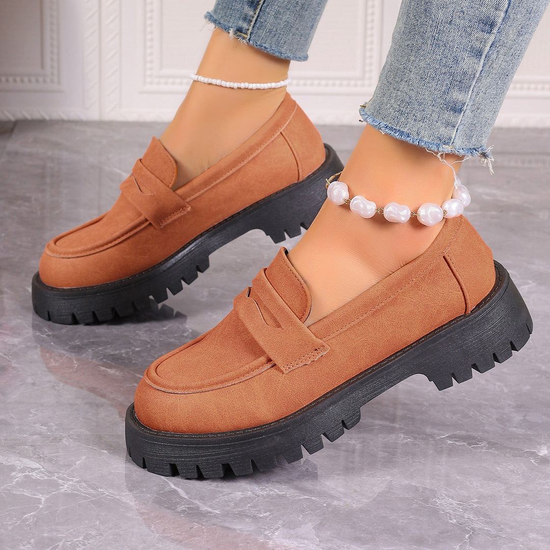 Damen nan Plateau-Loafer mit Profilsohle und Velourslederoptik Echo Archiv