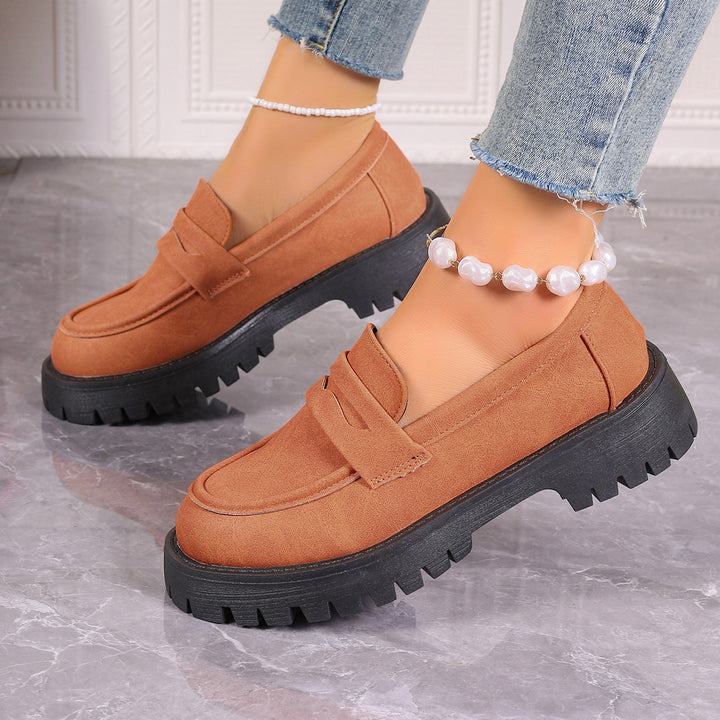 Damen nan Plateau-Loafer mit Profilsohle und Velourslederoptik Echo Archiv