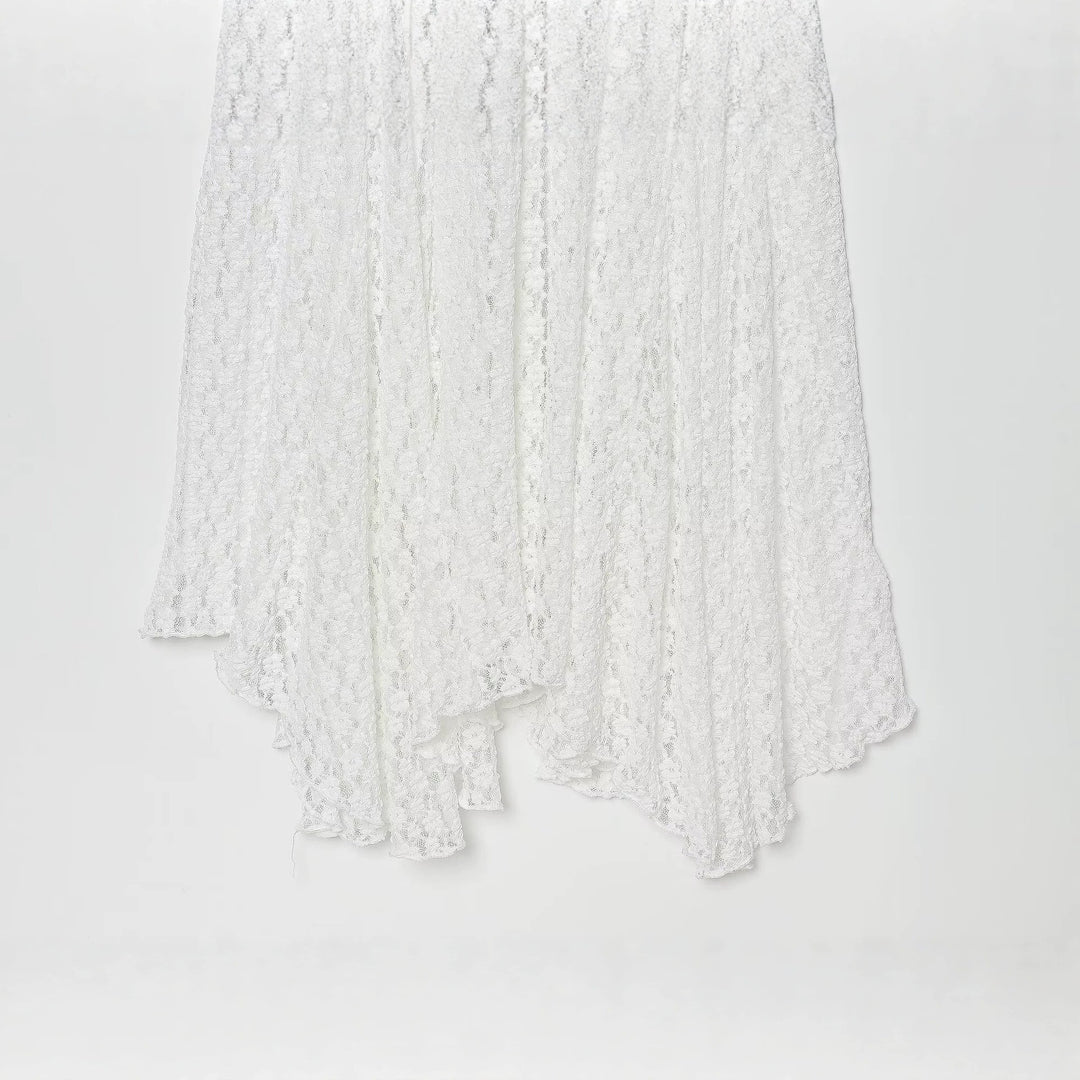 Damen elegantes Langarmkleid mit asymmetrischem Saum und feinen Texturen Echo Archiv