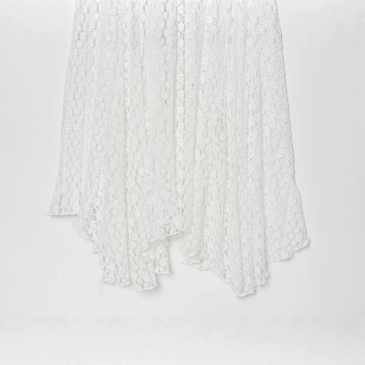 Damen elegantes Langarmkleid mit asymmetrischem Saum und feinen Texturen Echo Archiv