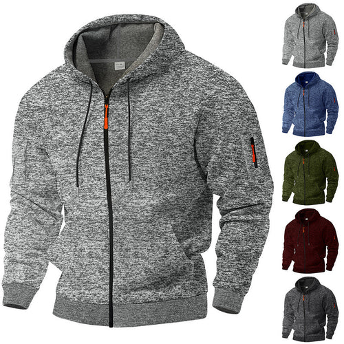 Herren Sportlicher Kapuzenpullover mit kontrastierenden Details und Reißverschluss Echoarchiv