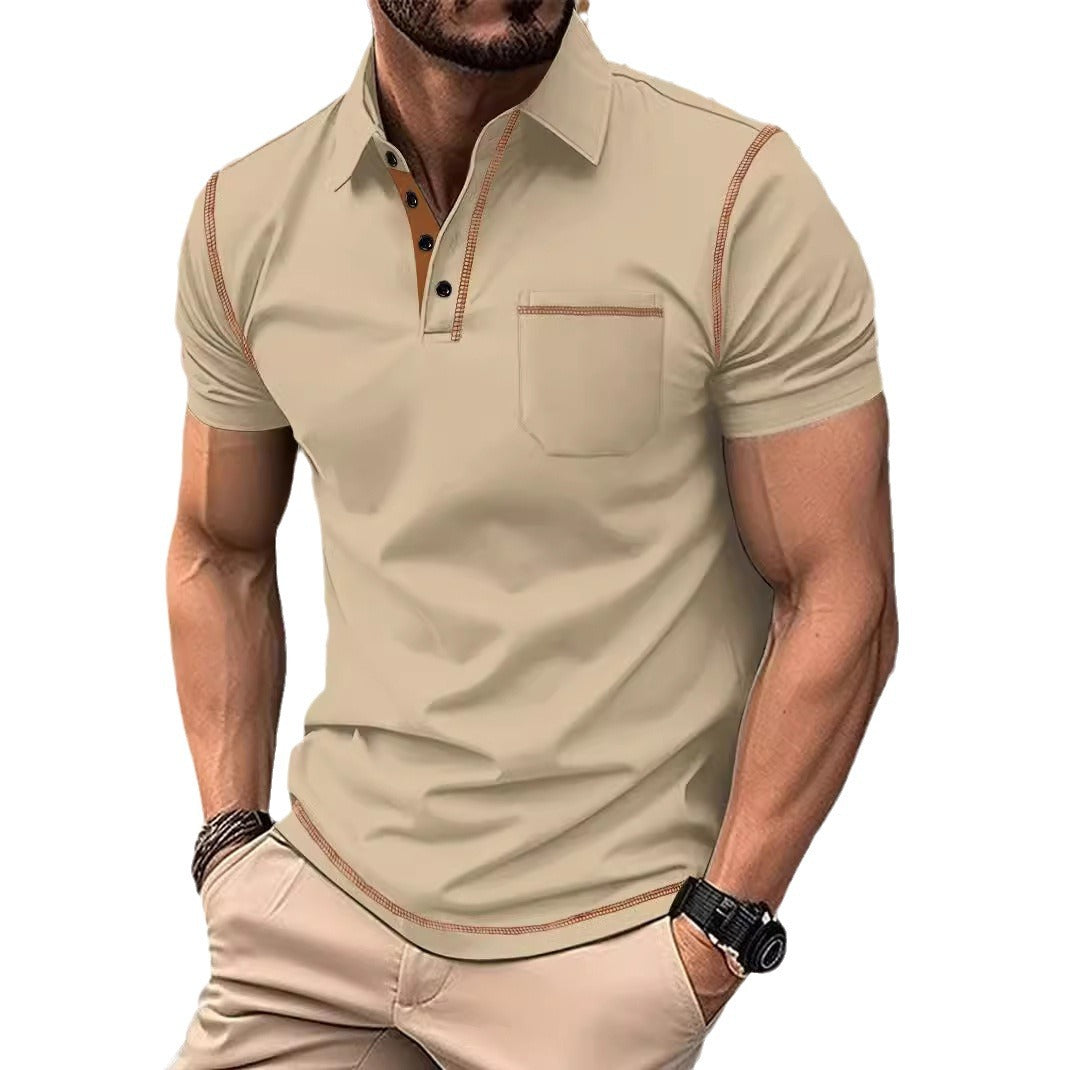 Herren Polohemd mit elegantem Stehkragen und modernen Akzenten Echoarchiv
