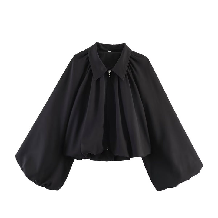 Damen Kurzcape mit Volumenärmeln, Reißverschluss und gerafftem Saum Echo Archiv