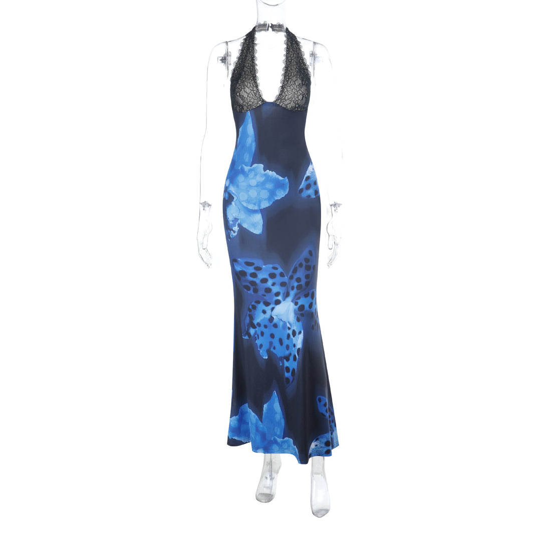 Damen Elegantes Maxikleid mit floralem Muster und Spitzendetails Echo Archiv
