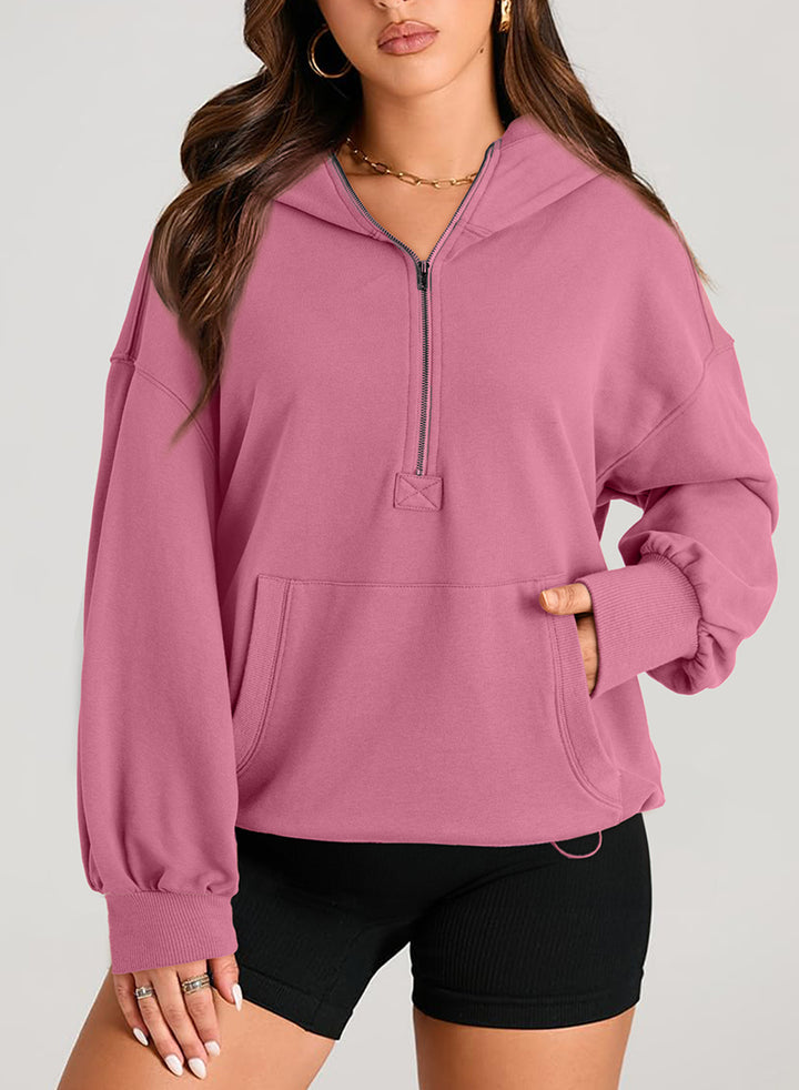 Damen Oversize-Halbzip-Hoodie mit Tunnelzug und Kängurutasche Echo Archiv