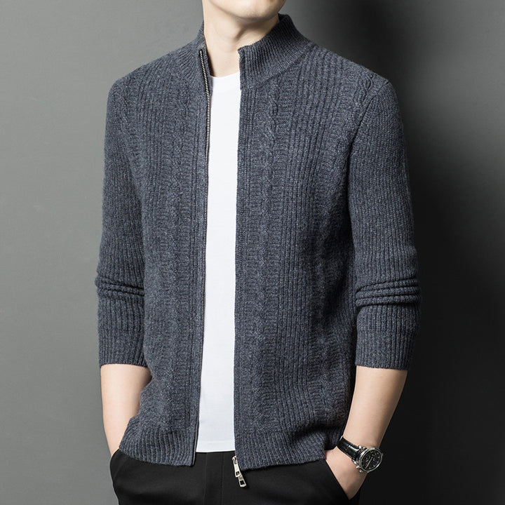 Herren elegante Strickjacke mit modernem Reißverschluss Echoarchiv