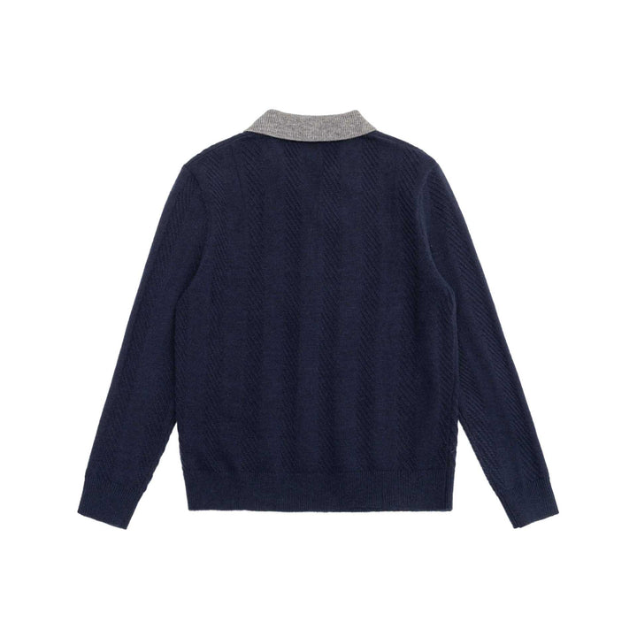 Unisex Strickpullover mit Polokragen und V‑Ausschnitt Echoarchiv