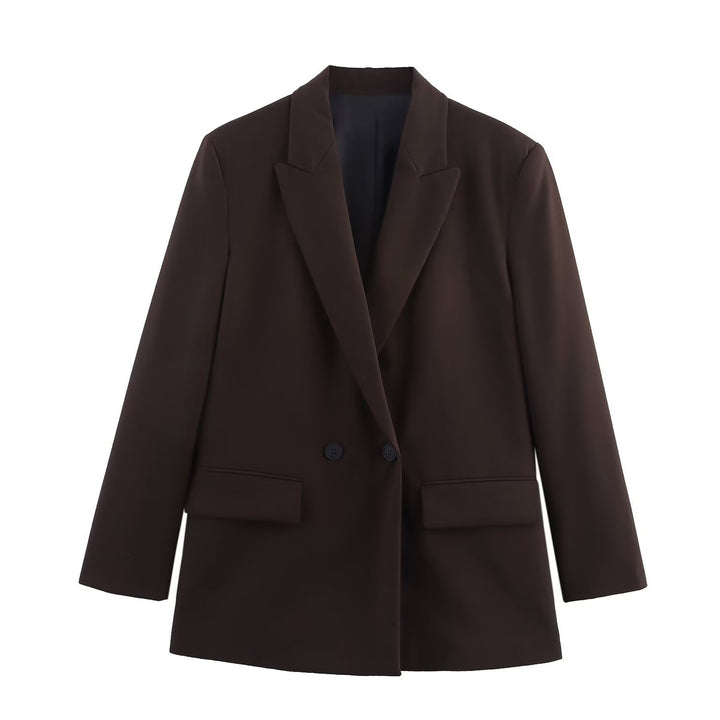 Damen Doppelreiher-Blazer mit Reverskragen, längerem Oversize-Schnitt und Pattentaschen Echo Archiv