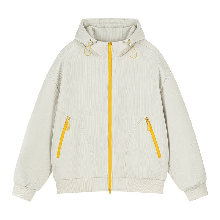 Unisex Oversize Kapuzen-Sweatjacke mit kontrastierenden Reißverschlüssen & geripptem Saum Echoarchiv