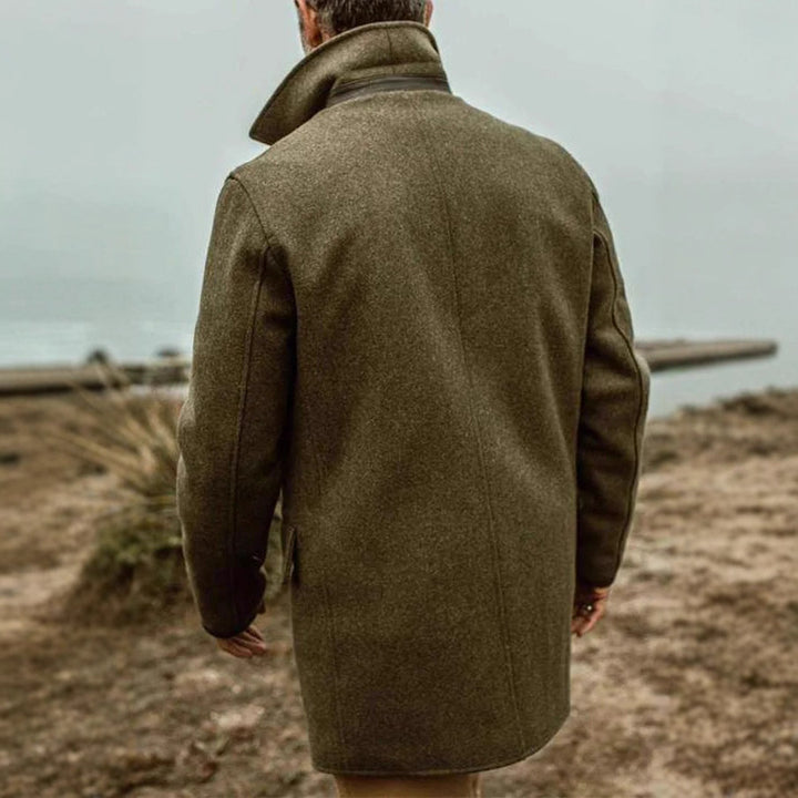 Herren Doppelreihiger Wollmantel im Peacoat-Stil mit breitem Revers – Montevé