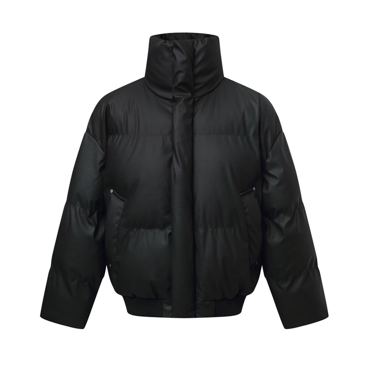 Damen Kurz geschnittener Stepp-Winterparka mit hohem Stehkragen und geripptem Saum Echoarchiv