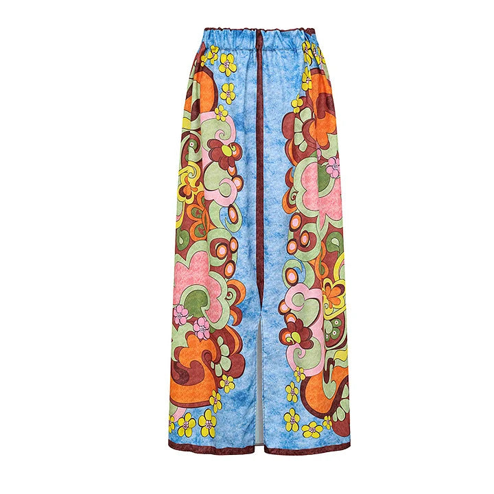 Damen Vintage Badeanzug mit buntem Muster und Schmuckgürtel Echo Archiv