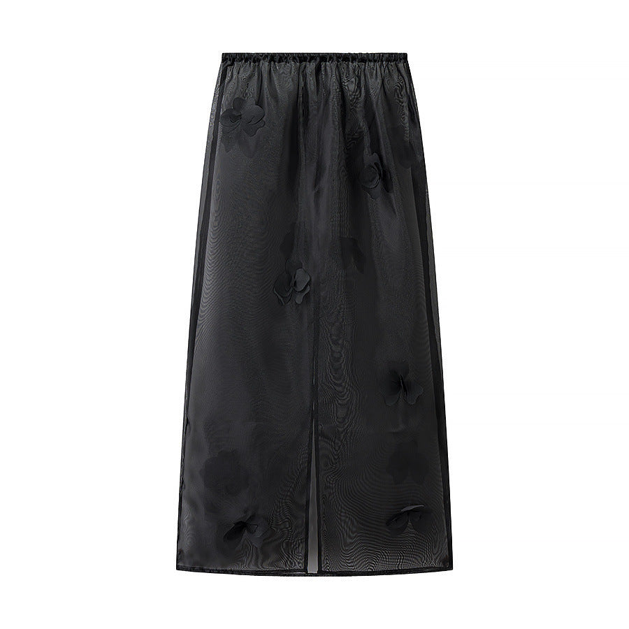 Damen Transparenter Organza-Unterrock mit elastischem Bund und 3D‑Blütenapplikation Echo Archiv