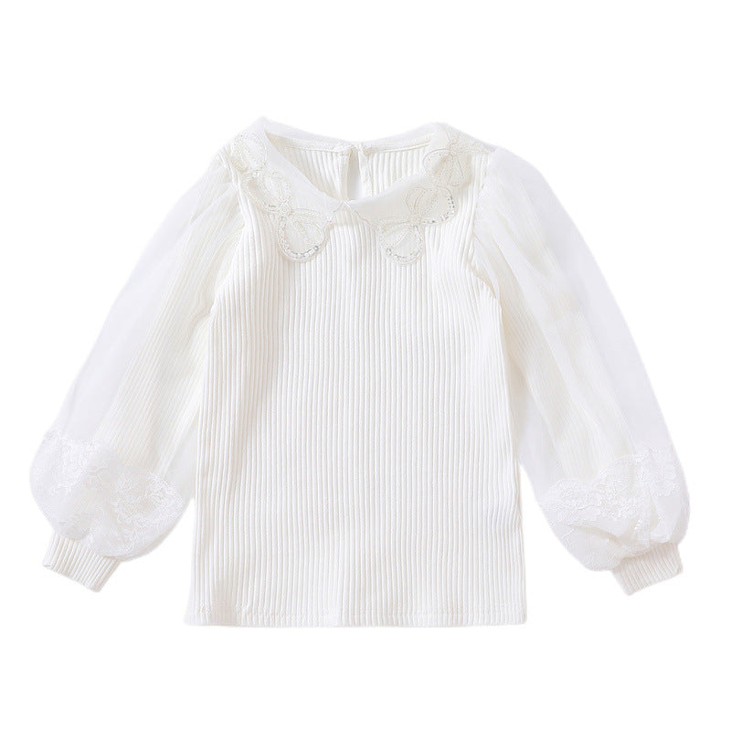 Mädchen Bluse mit Spitzenakzenten und transparenten Ärmeln Echo Archiv