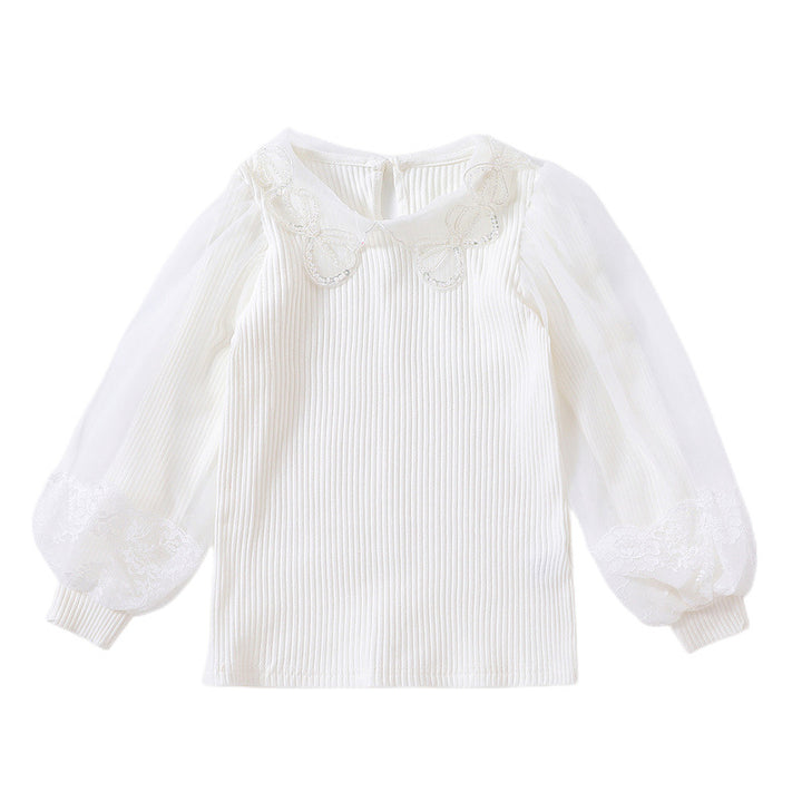 Mädchen Bluse mit Spitzenakzenten und transparenten Ärmeln Echo Archiv