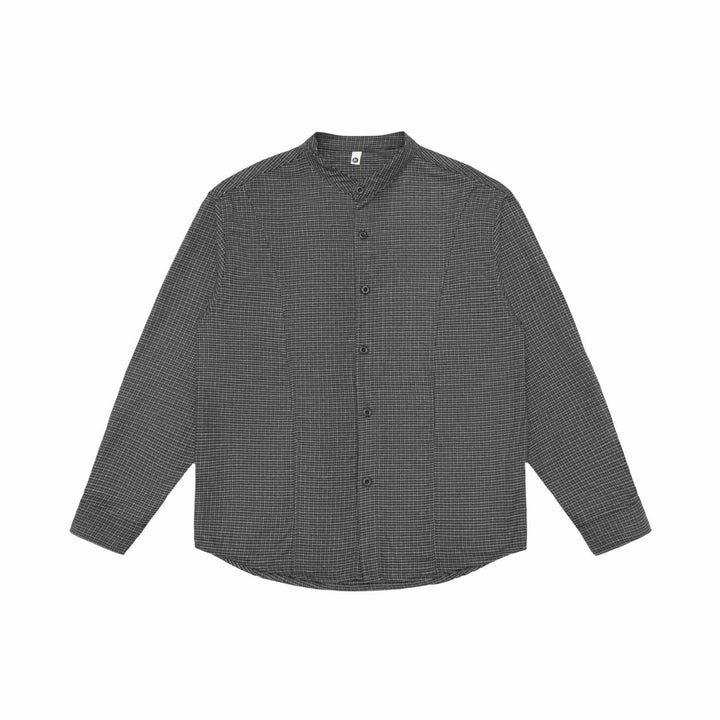 Unisex Oversize-Hemdjacke mit Stehkragen, Glencheckmuster und gerundetem Saum Echoarchiv