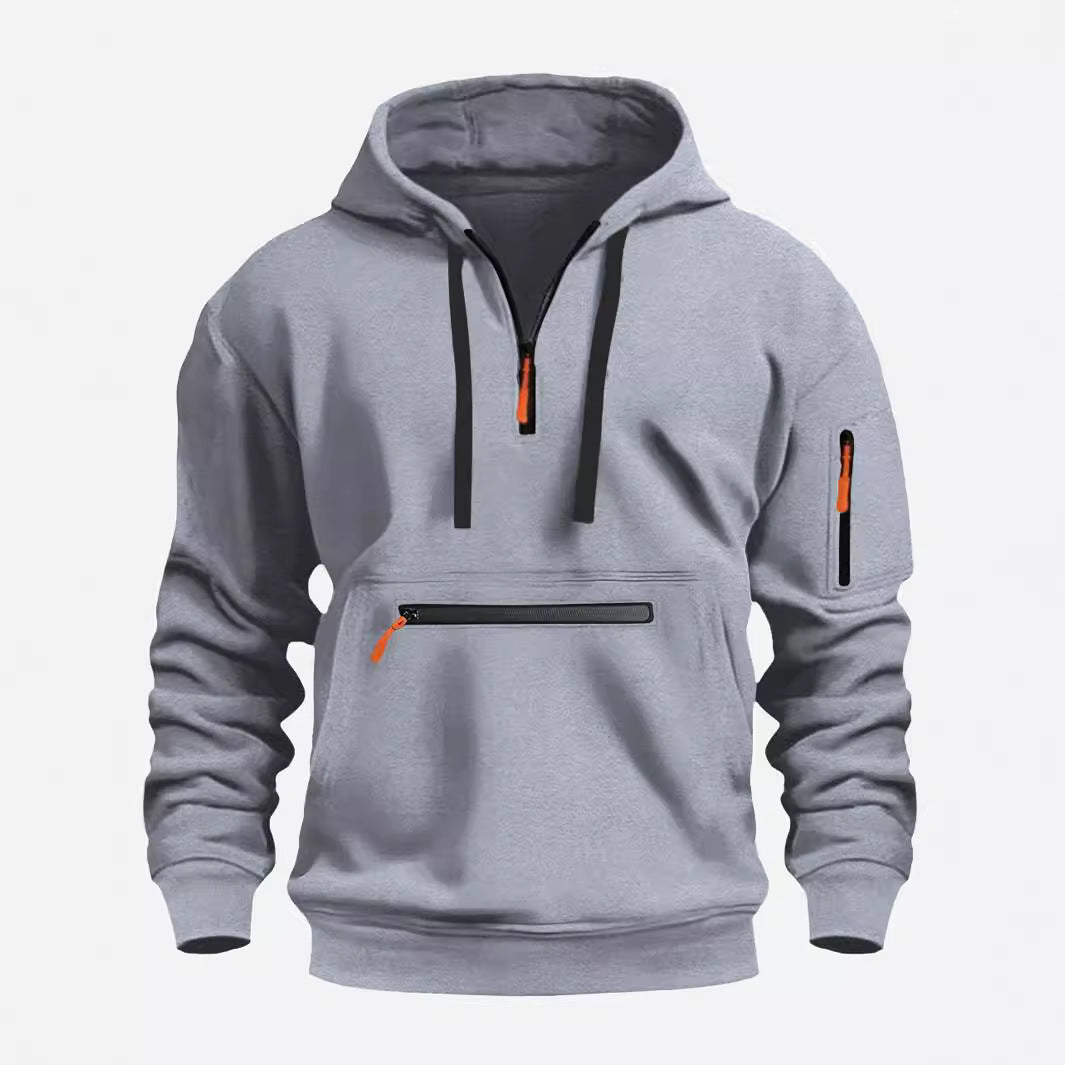 Herren modischer Kapuzenpullover mit praktischen Reißverschluss-Taschen Echoarchiv