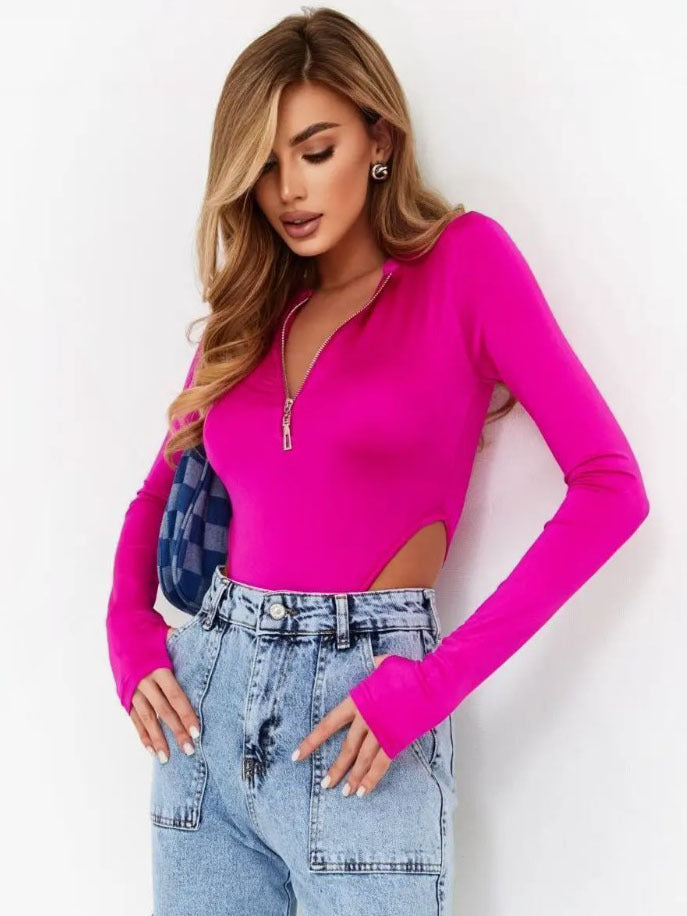 Damen Langarm-Bodys mit Reißverschluss und seitlichem Cut-Out Echo Archiv