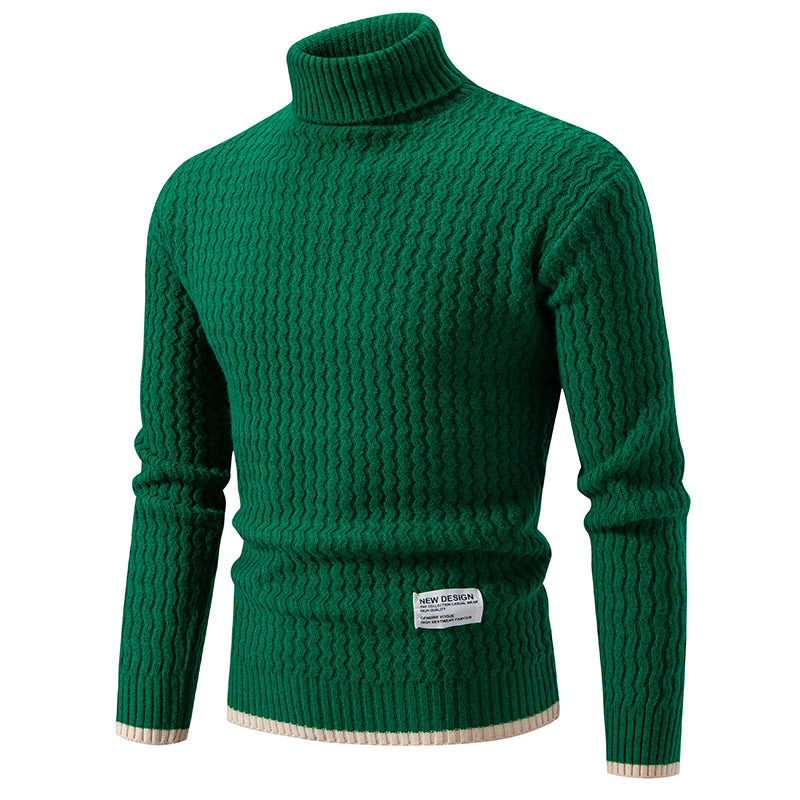 Herren Strickpullover mit hochabschließendem Kragen und strukturiertem Muster Echoarchiv