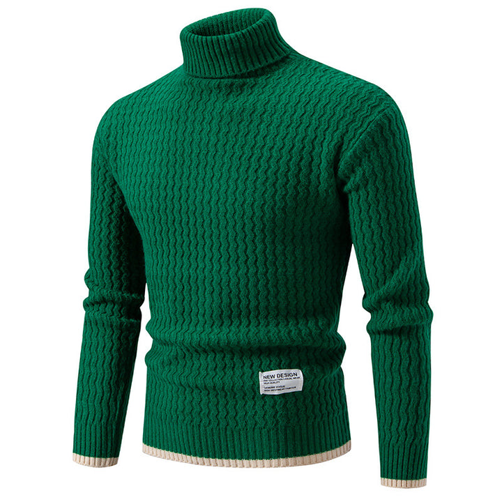 Herren Strickpullover mit hochabschließendem Kragen und strukturiertem Muster Echoarchiv