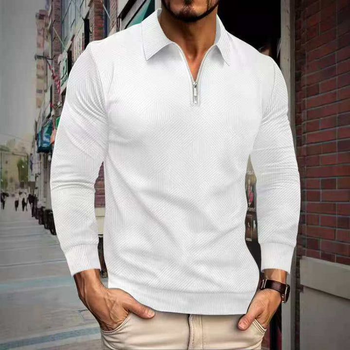 Herren Fleece-Pullover mit hohem Kragen und innovativem Strukturdesign Echoarchiv