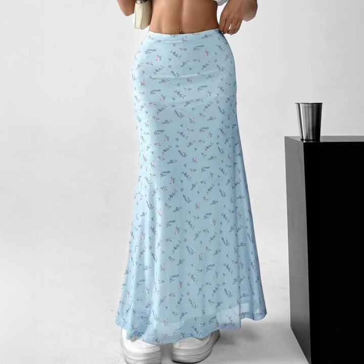 Damen Langrock mit floralen Motiven und fließendem Schnitt Echo Archiv