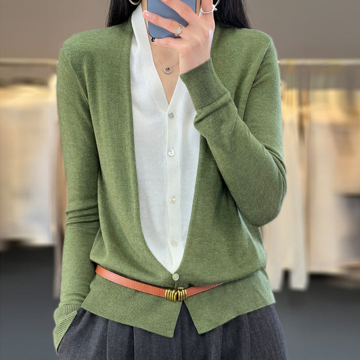 Damen Leichter Offener Feinstrick-Cardigan mit asymmetrischer Zipfelkante und taillierter Silhouette Echoarchiv