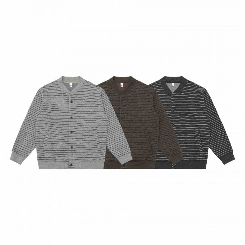 Herren Strukturiertes Strick-Cardigan mit Druckknopfleiste und geripptem Saum Echo Archiv