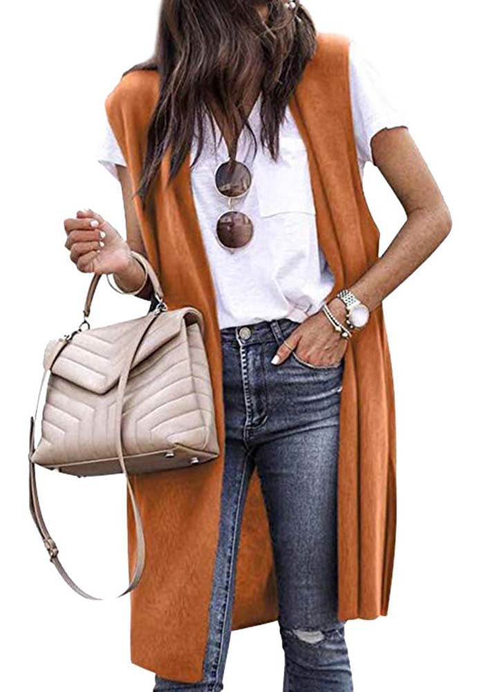 Damen offene Strickjacke mit lässigem Schnitt und langen Seitenpartien Echoarchiv