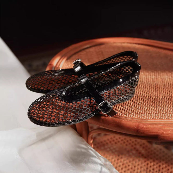 Damen Ballerinas mit elegantem Netzdesign und modischem Riemen Echoarchiv