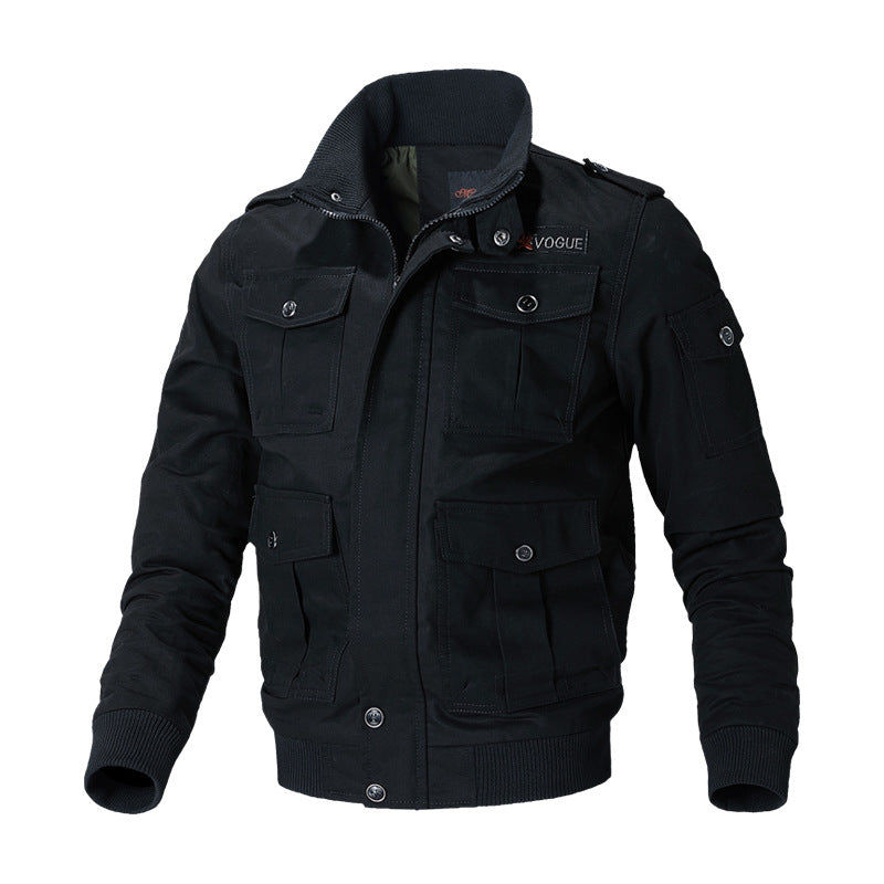 Herren nan militärische Fieldjacke mit Mehrfach-Taschen, Schulterklappen und Rippbündchen Echo Archiv