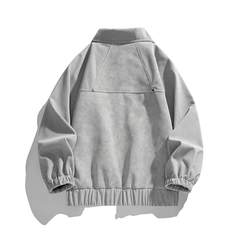 Herren Kunstvelours‑Bomberjacke im Oversize‑Boxy‑Cut mit Zwei‑Wege‑Reißverschluss & elastischem Saum Echoarchiv
