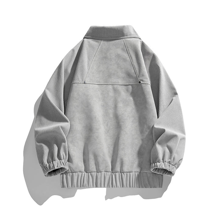 Herren Kunstvelours‑Bomberjacke im Oversize‑Boxy‑Cut mit Zwei‑Wege‑Reißverschluss & elastischem Saum Echoarchiv