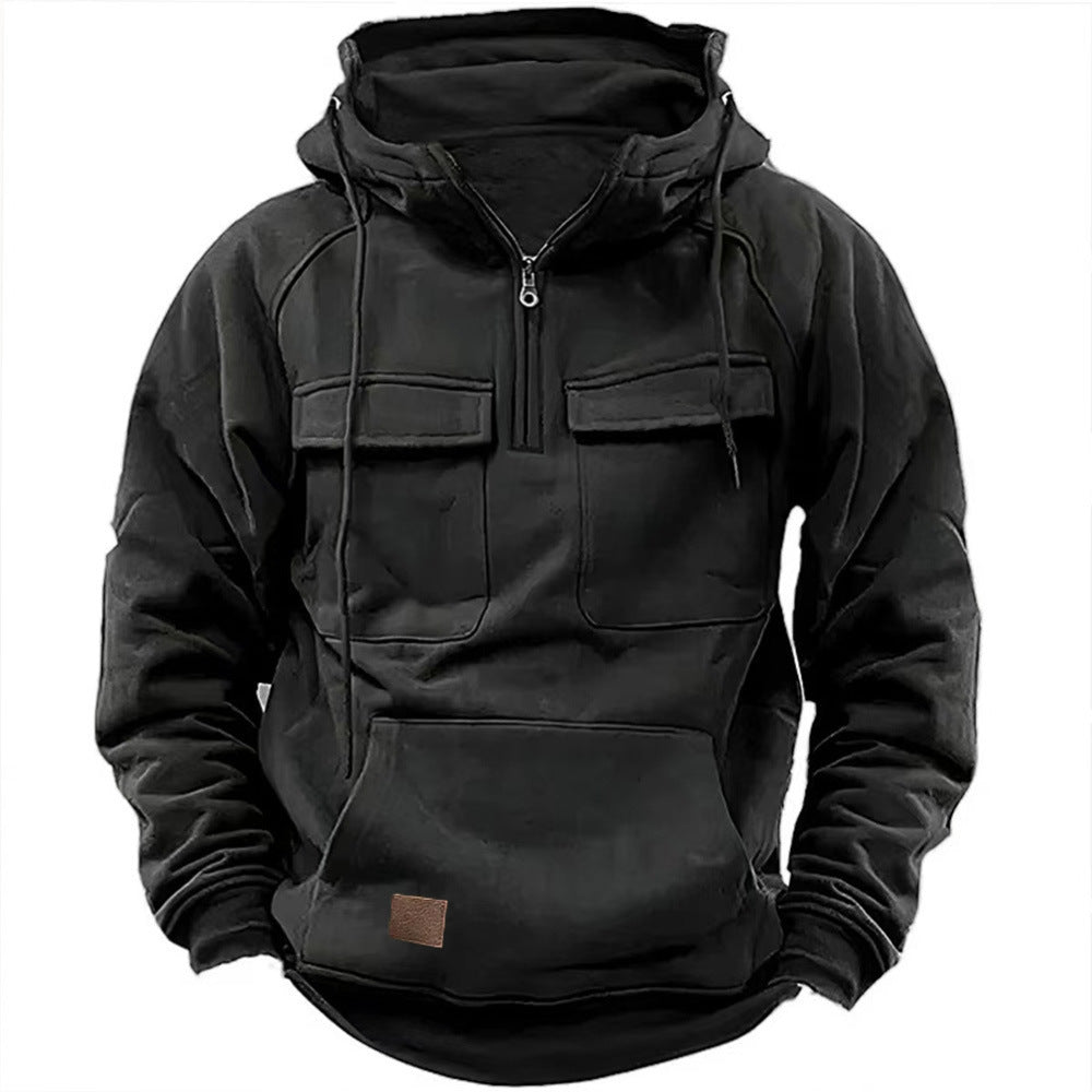 Herren stylischer Kapuzenpullover mit funktionalen Taschen und modernem Reißverschluss Echoarchiv
