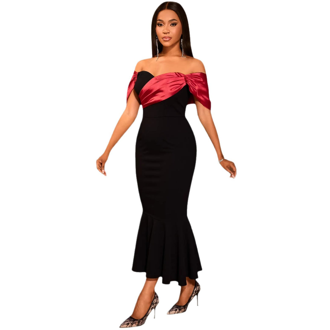 Damen elegantes schulterfreies Maxikleid mit voluminösen Rüschen Echo Archiv