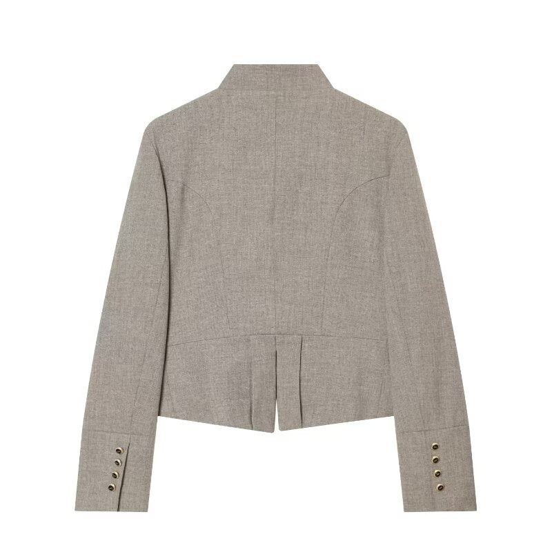 Damen Kurzblazer im Military-Stil mit Stehkragen und dekorativen Knopfreihen Echo Archiv